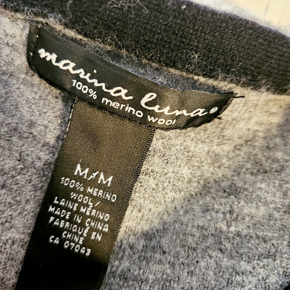 Marina Luna | Grey Black Cardigan Sweater Tank Set 100% Merino Wool - Picture 2 of 6